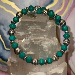Vintage sixty six / Alex and ani turquoise and silver beaded bangle